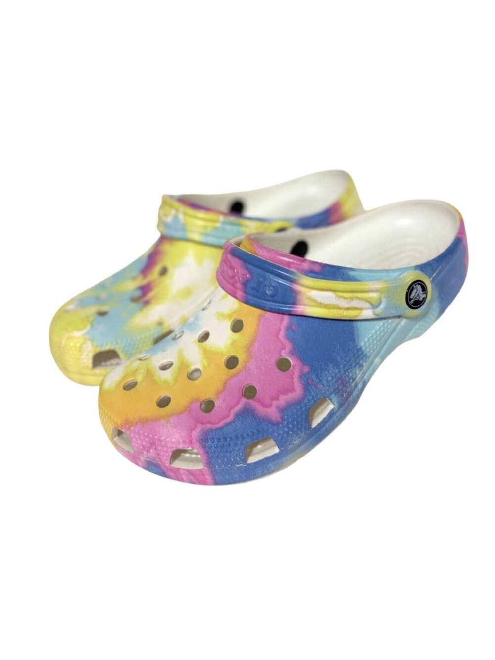 CROCS Womens Size 7 Mens Size 5 Multicolor tye dye Tie Die Slip On Clogs Mules P